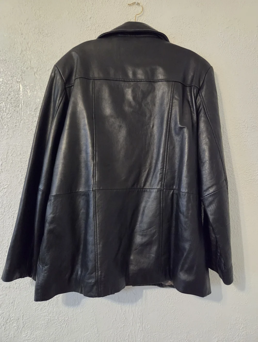Adler 1995 Men's Black Leather Pea Coat
